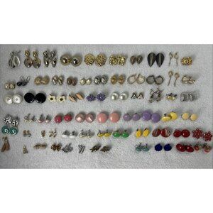 Vintage Lot Of Clip On & Screwback Earrings Over 60 Pairs